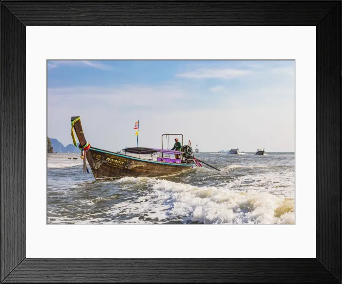 Framed Print : Longtail boat in the Krabi region of Southern Thailand, Thaialnd Framed Print : Longtail boat in the Krabi region of Southern Thailand, Thaialnd