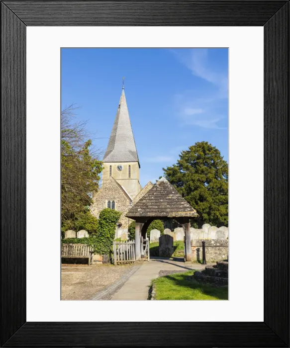 Framed Print : The Parish church in Shere, Surrey, England, UK