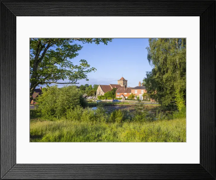 Framed Print : Chuch and village pond, Chiddingfold, Surrey, England, UK Framed Print : Chuch and village pond, Chiddingfold, Surrey, England, UK
