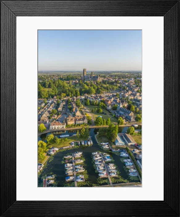 Framed Print : UK, England, Cambridgeshire, Ely, Ely Cathedral with Ely Marina Framed Print : UK, England, Cambridgeshire, Ely, Ely Cathedral with Ely Marina