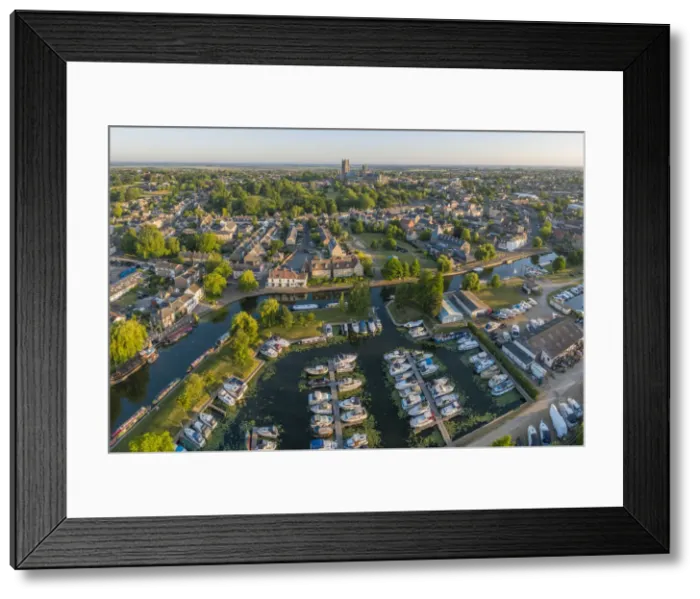 Framed Print : UK, England, Cambridgeshire, Ely, Ely Cathedral with Ely Marina Framed Print : UK, England, Cambridgeshire, Ely, Ely Cathedral with Ely Marina