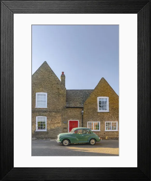 Framed Print : UK, England, Cambridgeshire, Ely, Waterside, Morris Minor car
