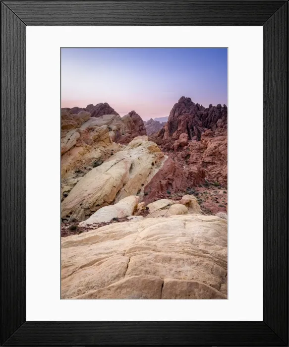 Framed Print : Fire Canyon and Silica Dome at sunrise, Valley of Fire State Park, Nevada