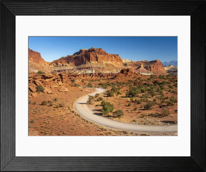 Framed Print : Dirt road and Whiskey Flat seen from Panorama Point, Capitol Reef National Park, Utah Framed Print : Dirt road and Whiskey Flat seen from Panorama Point, Capitol Reef National Park, Utah
