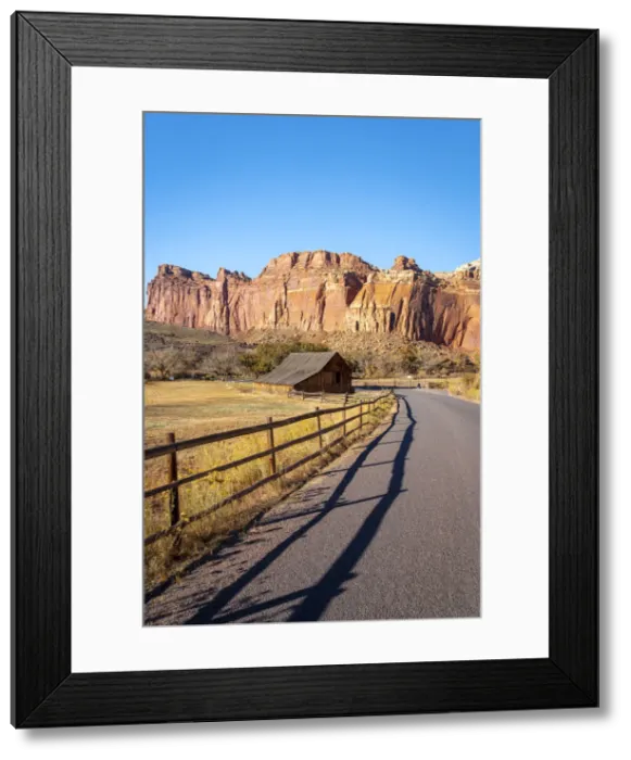 Framed Print : Road passing by historic Gifford or Fruita Barn, Fruita, Capitol Reef National Park, Utah Framed Print : Road passing by historic Gifford or Fruita Barn, Fruita, Capitol Reef National Park, Utah