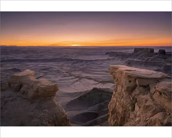 Landscape similar to Mars before sunrise, Skyline Rim Overlook, Utah