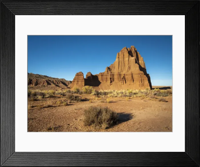Framed Print : Temple of the Sun against clear sky on sunny day, Cathedral Valley Framed Print : Temple of the Sun against clear sky on sunny day, Cathedral Valley