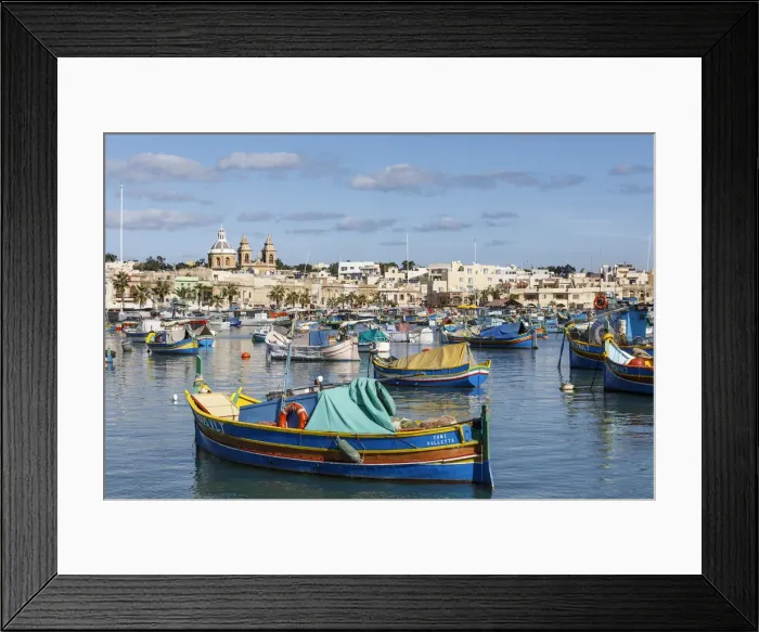 Framed Print : Marsaxlokk, Malta, famous for its colorful fishing boats called Iuzzu Framed Print : Marsaxlokk, Malta, famous for its colorful fishing boats called Iuzzu