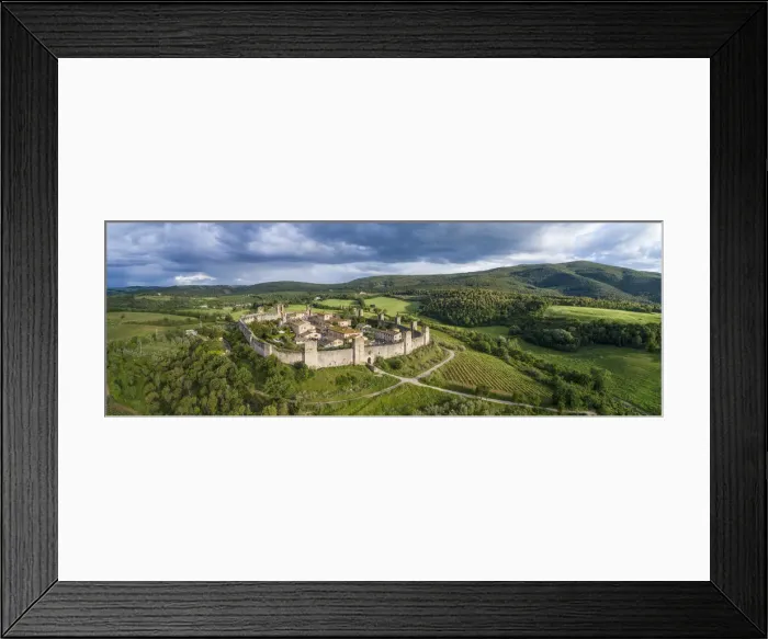 Framed Print : Monteriggioni village. It is a complete walled medieval town in the Siena Province of Framed Print : Monteriggioni village. It is a complete walled medieval town in the Siena Province of