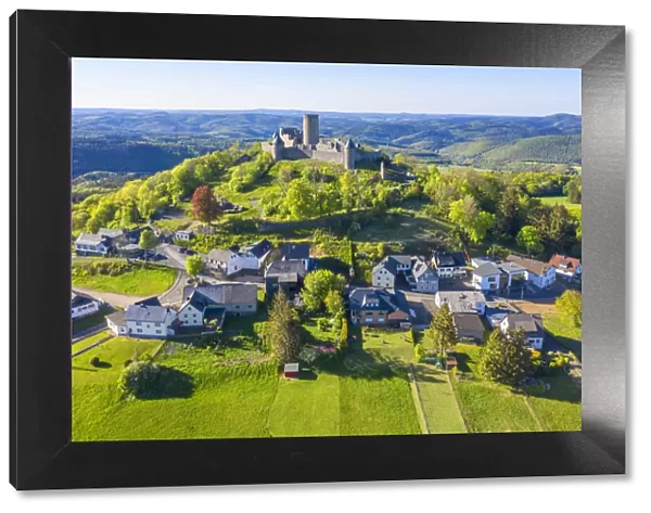 Aerial view at the Nurburg, Eifel, Rhineland-Palatinate, Germany