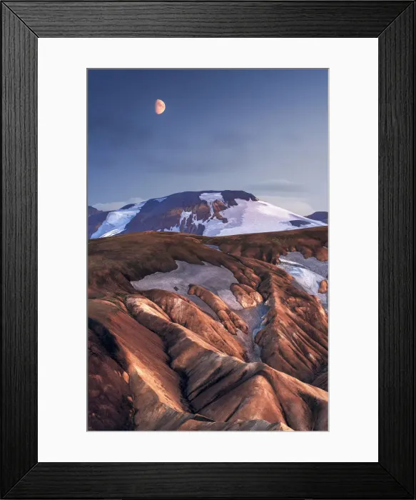 Framed Print : Rising moon over the Landmannalaugar hills, Highlands of Iceland Framed Print : Rising moon over the Landmannalaugar hills, Highlands of Iceland