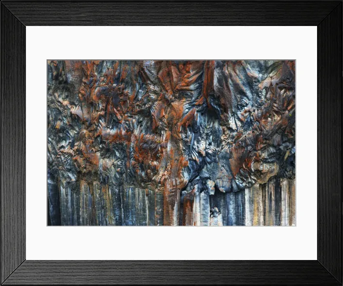 Framed Print : Basalt columns near a waterfall in Nordurland, Iceland
