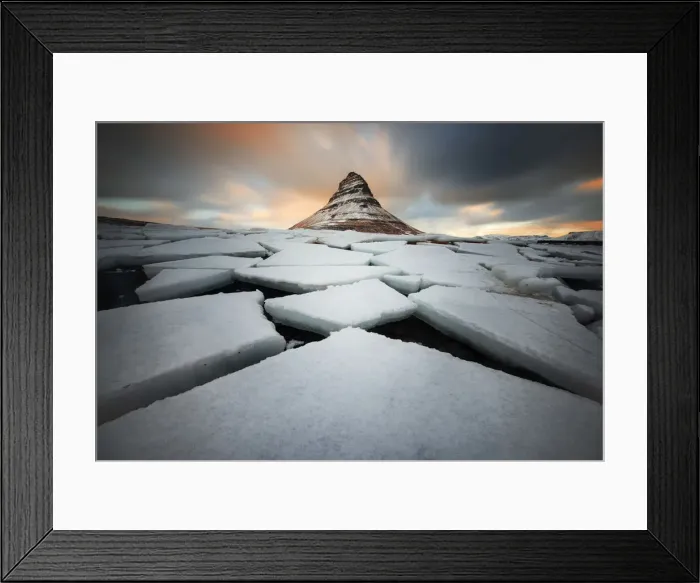 Framed Print : Sunset at the Kirkjufell mountain in winter, Snaefellsnes Peninsula, Iceland