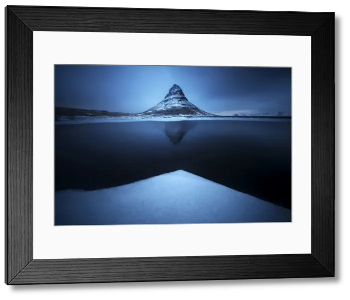 Framed Print : Twilight at the Kirkjufell mountain in winter, Snaefellsnes Peninsula, Iceland