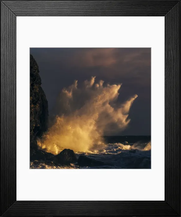 Framed Print : Crushing wave over the coast at sunset, Tuscany, Italy Framed Print : Crushing wave over the coast at sunset, Tuscany, Italy