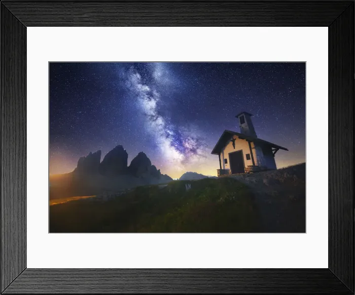 Framed Print : Milky way over the Tre Cime di Lavaredo in summer, Dolomites, Italy Framed Print : Milky way over the Tre Cime di Lavaredo in summer, Dolomites, Italy