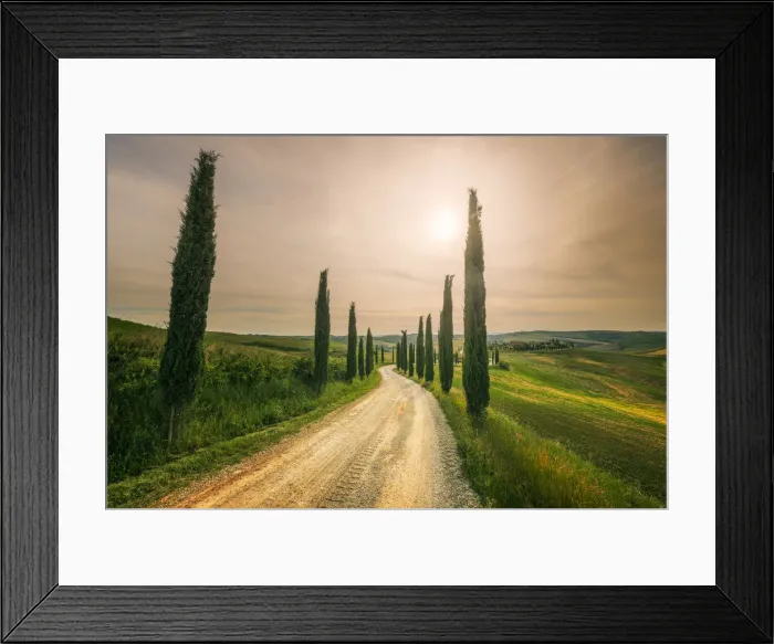 Framed Print : Podere Baccoleno in spring during a hazy afternoon, Crete Senesi, Tuscany, Italy Framed Print : Podere Baccoleno in spring during a hazy afternoon, Crete Senesi, Tuscany, Italy
