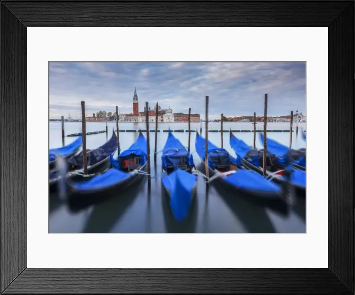 Framed Print : Canal Grande with gondolas and St. George church in the distance, Venice, Veneto, Italy Framed Print : Canal Grande with gondolas and St. George church in the distance, Venice, Veneto, Italy