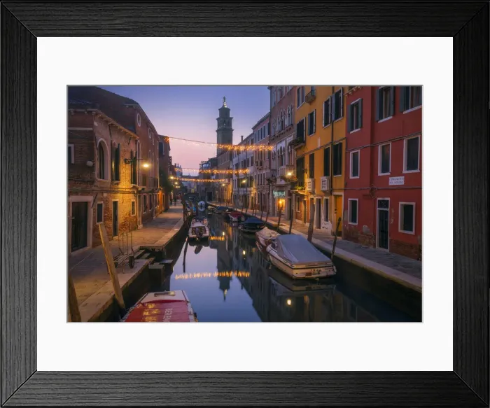 Framed Print : Venice during Christmas period at dusk, Venice, Veneto, Italy Framed Print : Venice during Christmas period at dusk, Venice, Veneto, Italy