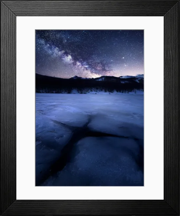 Framed Print : Milky way over a frozen lake (Lago Baccio) in the central Appennines, Emilia Romagna Framed Print : Milky way over a frozen lake (Lago Baccio) in the central Appennines, Emilia Romagna