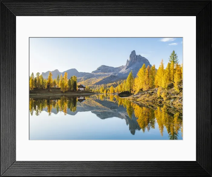 Framed Print : Early Morning at Lake Federa in Autumn, Cortina d Ampezzo, Veneto, Italy Framed Print : Early Morning at Lake Federa in Autumn, Cortina d Ampezzo, Veneto, Italy