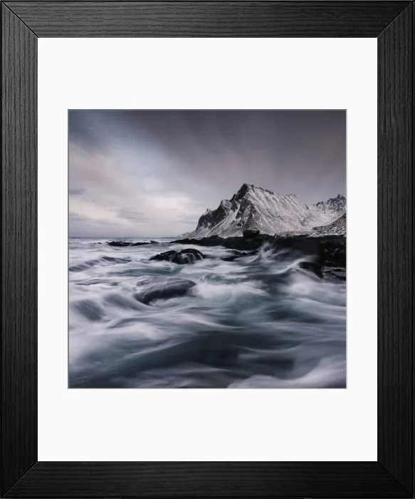 Framed Print : Waves crushing along the coast at Vikten, Lofoten islands, Norway Framed Print : Waves crushing along the coast at Vikten, Lofoten islands, Norway