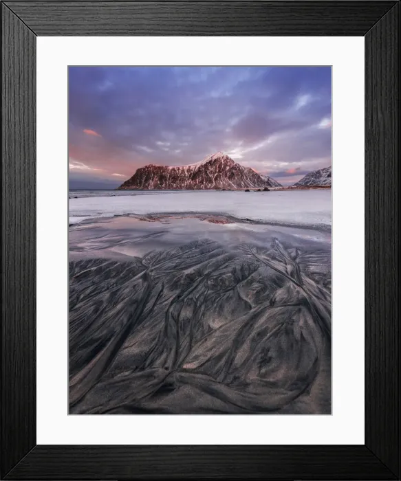 Framed Print : Sand patterns at Skagsanden beach in the Lofoten islands, Norway Framed Print : Sand patterns at Skagsanden beach in the Lofoten islands, Norway