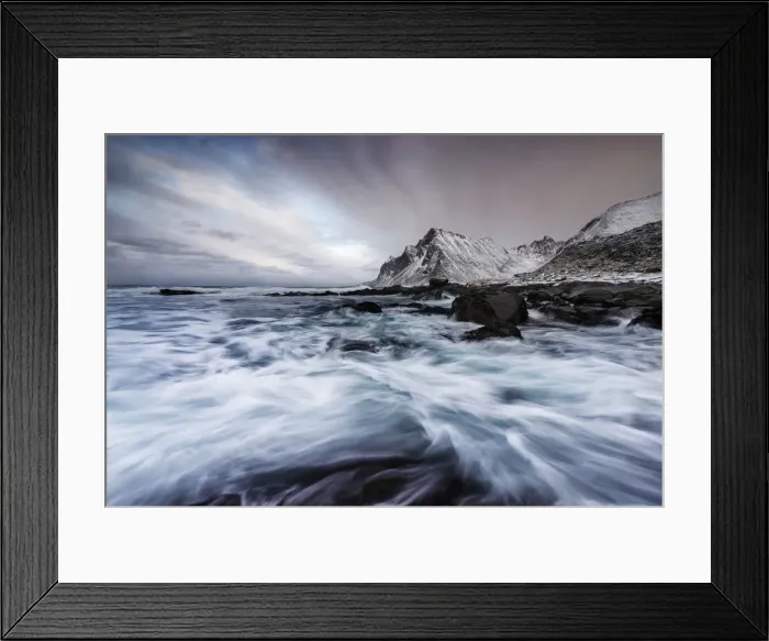Framed Print : Waves crushing along the coast at Vikten, Lofoten islands, Norway Framed Print : Waves crushing along the coast at Vikten, Lofoten islands, Norway
