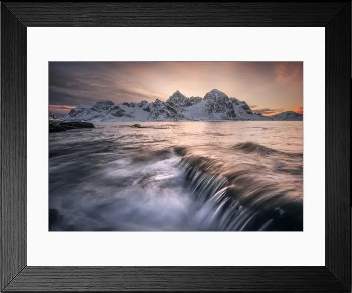 Framed Print : Vareid beach during a winter sunset in Lofoten islands, Norway
