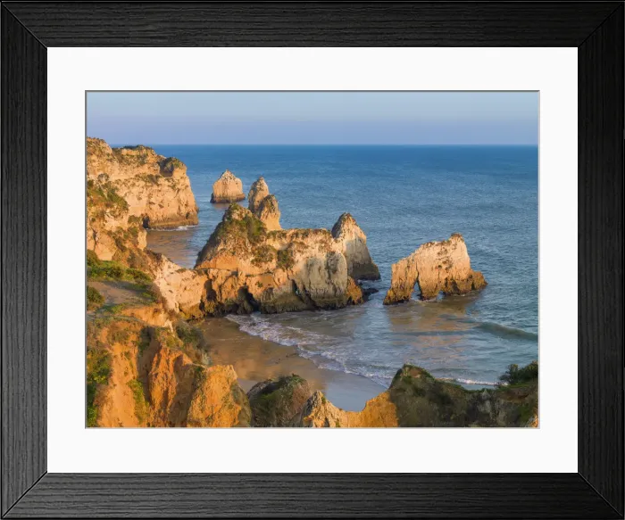 Framed Print : Portugal, Algarve, Alvor, Prainha overview at sunset