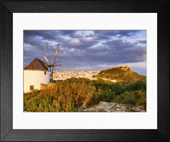 Framed Print : Windmill at the Serra do Louro and the castle of Palmela. Arrabida Nature Park, Palmela Framed Print : Windmill at the Serra do Louro and the castle of Palmela. Arrabida Nature Park, Palmela