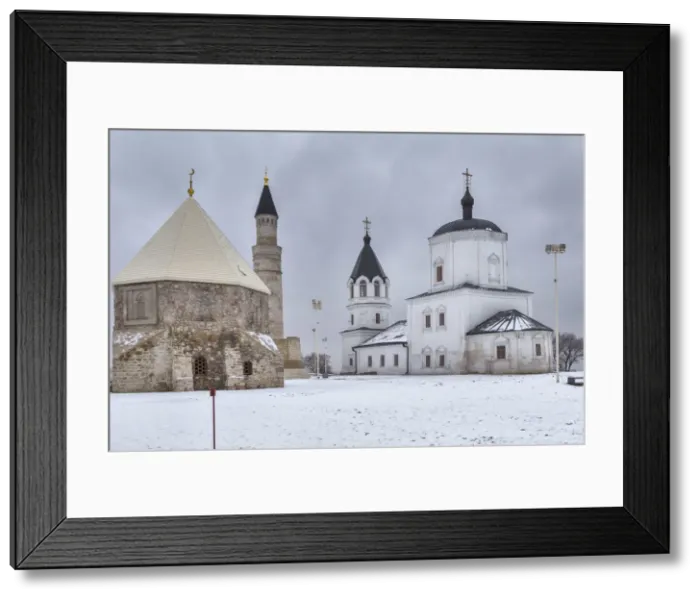 Framed Print : Mausoleum, 14th century and Russian church, 1734, Bolgar, Tatarstan, Russia