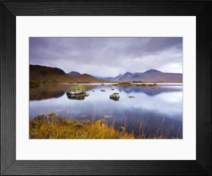 Framed Print : Stormy skies over Lochan Na H-Achlaise on Rannoch Moor in Autumn, Highlands, Scotland Framed Print : Stormy skies over Lochan Na H-Achlaise on Rannoch Moor in Autumn, Highlands, Scotland