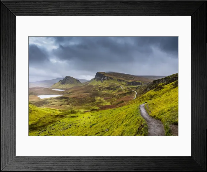 Framed Print : Quiraing with views of Loch Leum nu Luirginn and Loch Cleat, Isle of Skye, Highland Framed Print : Quiraing with views of Loch Leum nu Luirginn and Loch Cleat, Isle of Skye, Highland