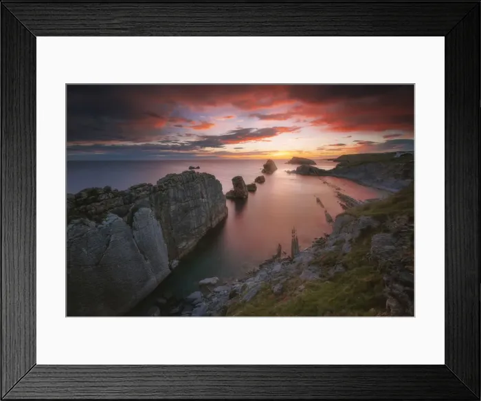 Framed Print : Playa de Arnia in spring at sunrise, Cantabria, Spain Framed Print : Playa de Arnia in spring at sunrise, Cantabria, Spain