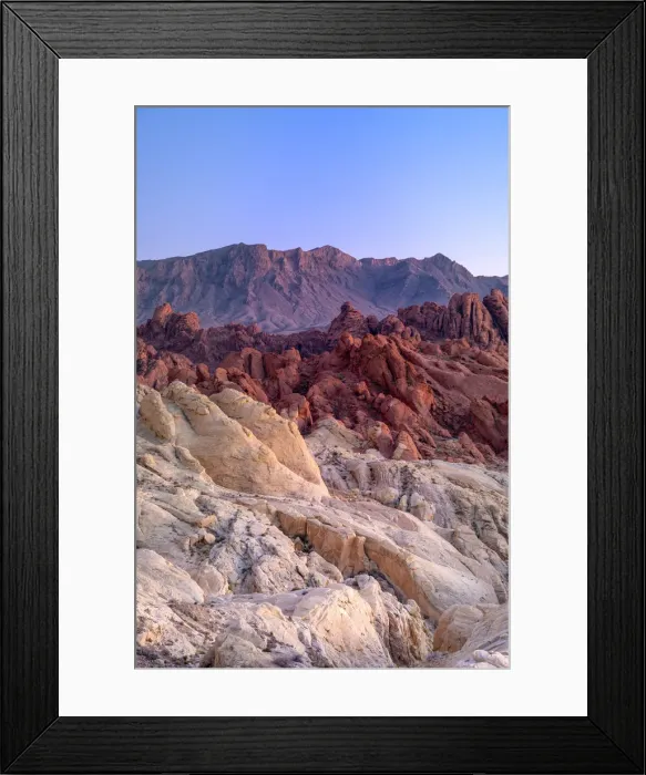 Framed Print : Rock formations at Fire Canyon and Silica Dome at dawn, Valley of Fire State Park, Nevada