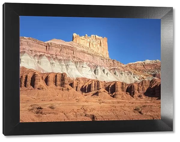 Low angle view of The Castle rock formation, Capitol Reef National Park, Utah