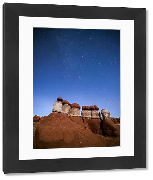 Milky way above rock formations at Little Egypt, Utah, Western United States, USA
