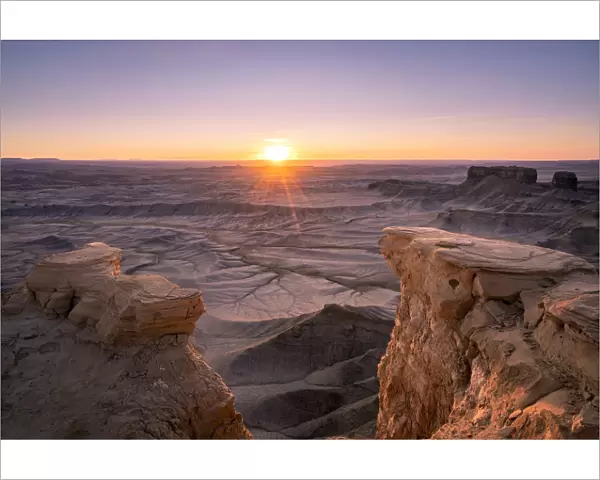 Landscape similar to Mars at sunrise, Skyline Rim Overlook, Utah, Western United States