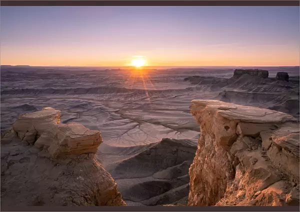 Landscape similar to Mars at sunrise, Skyline Rim Overlook, Utah, Western United States
