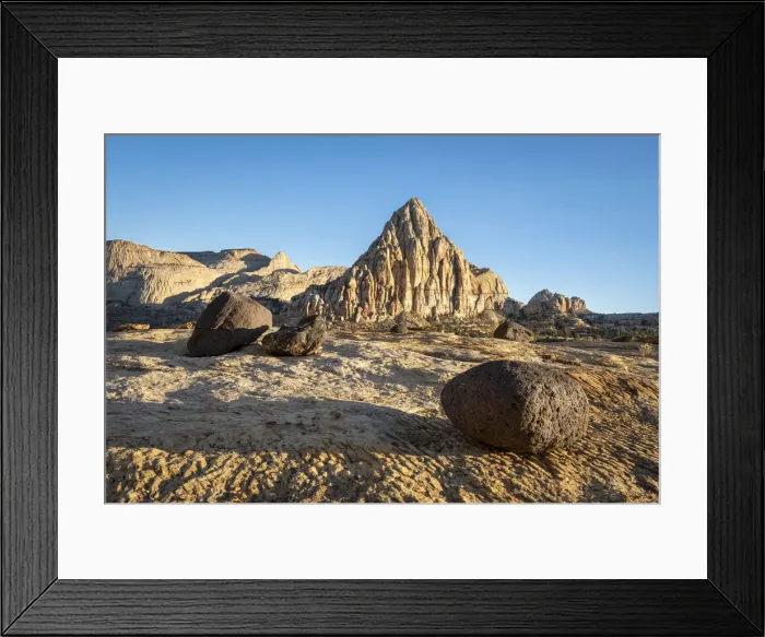 Framed Print : Lava stones and Pectols Pyramid before sunset, Capitol Reef National Park, Utah Framed Print : Lava stones and Pectols Pyramid before sunset, Capitol Reef National Park, Utah