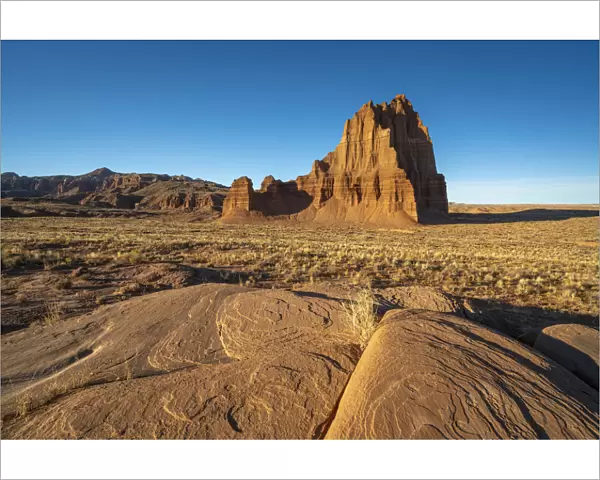 Temple of the Sun against clear sky on sunny day, Cathedral Valley
