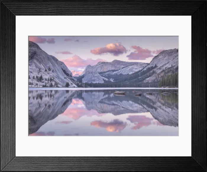 Framed Print : Pink sunset above a reflective Tenaya Lake, Yosemite National Park, California, USA Framed Print : Pink sunset above a reflective Tenaya Lake, Yosemite National Park, California, USA