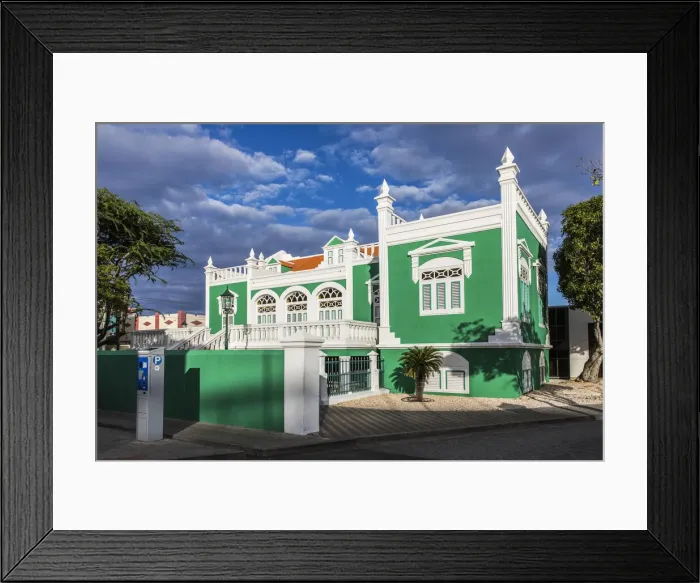 Framed Print : Caribbean, Aruba, Oranjestad, The building of the Town Hall Framed Print : Caribbean, Aruba, Oranjestad, The building of the Town Hall