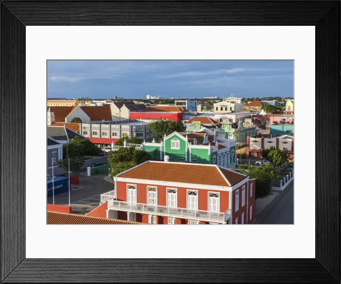 Framed Print : Caribbean, Aruba, Oranjestad, View of Oranjestad city centre from the tower of Fort Framed Print : Caribbean, Aruba, Oranjestad, View of Oranjestad city centre from the tower of Fort