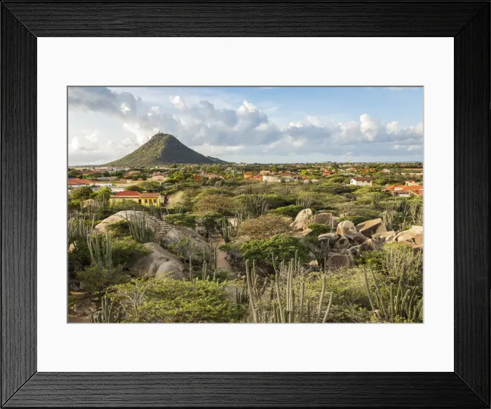 Framed Print : Caribbean, Aruba, Casibari, View of Paradera and of Hooiberg mountain from Casibari rock Framed Print : Caribbean, Aruba, Casibari, View of Paradera and of Hooiberg mountain from Casibari rock