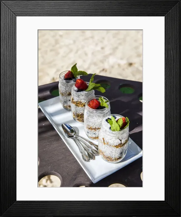 Framed Print : Caribbean, Aruba, Oranjestad, Pudding based breakfast on Eagle Beach