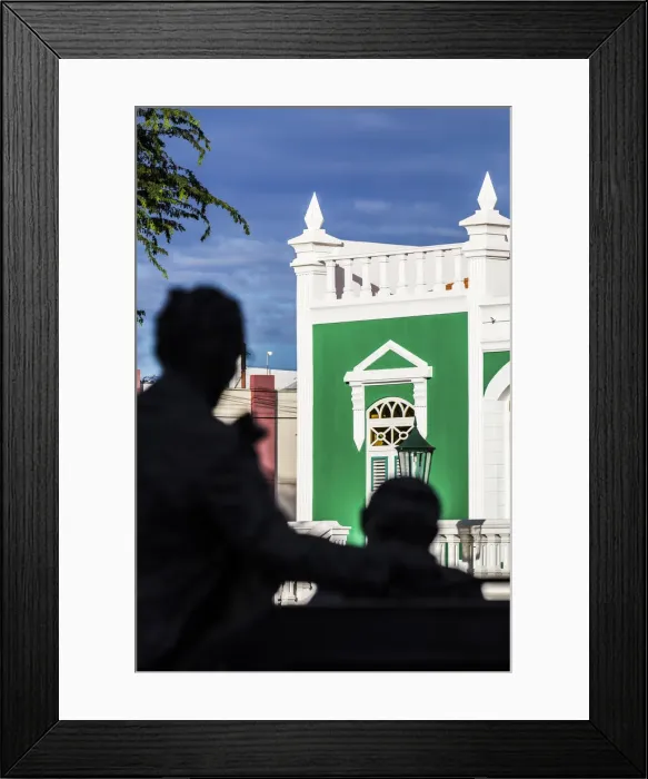 Framed Print : Caribbean, Aruba, Oranjestad, The green faazade of the Town Hall