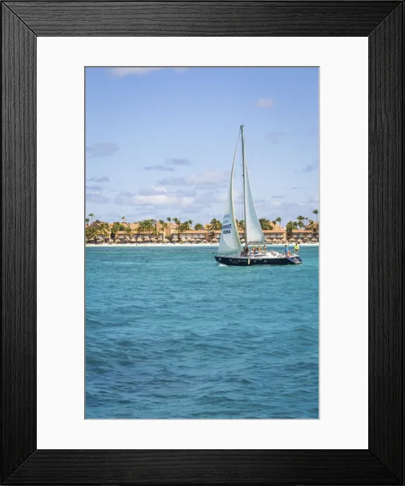 Framed Print : Caribbean, Aruba, Oranjestad, A sail boat in the area of Druif Beach