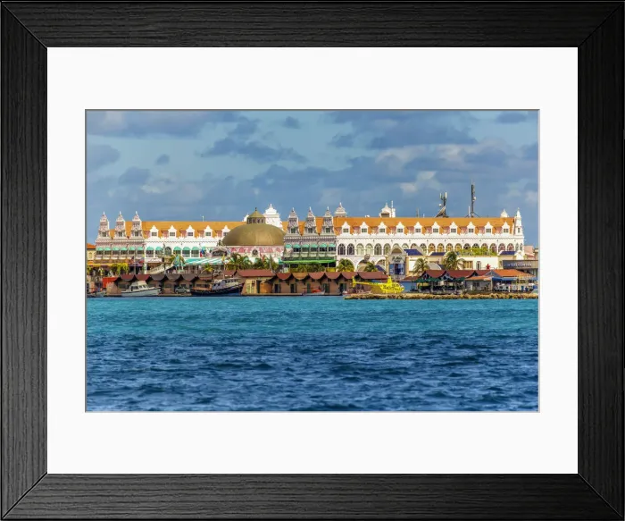 Framed Print : Caribbean, Aruba, Oranjestad, The building of the Royal Plaza Mall from the sea Framed Print : Caribbean, Aruba, Oranjestad, The building of the Royal Plaza Mall from the sea